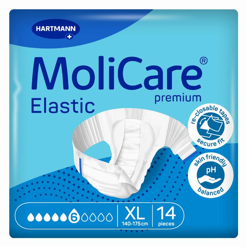 MoliCare® Premium Elastic 6 крапель XL 14шт, підгузки з еластичними бічними вставками для дорослих, які страждають на нетримання